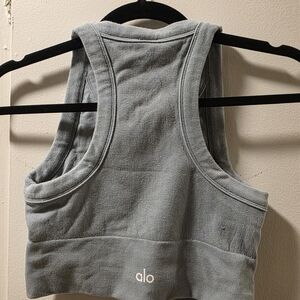 ALO Yoga Light Blue Ribbed Racerback Tank Top